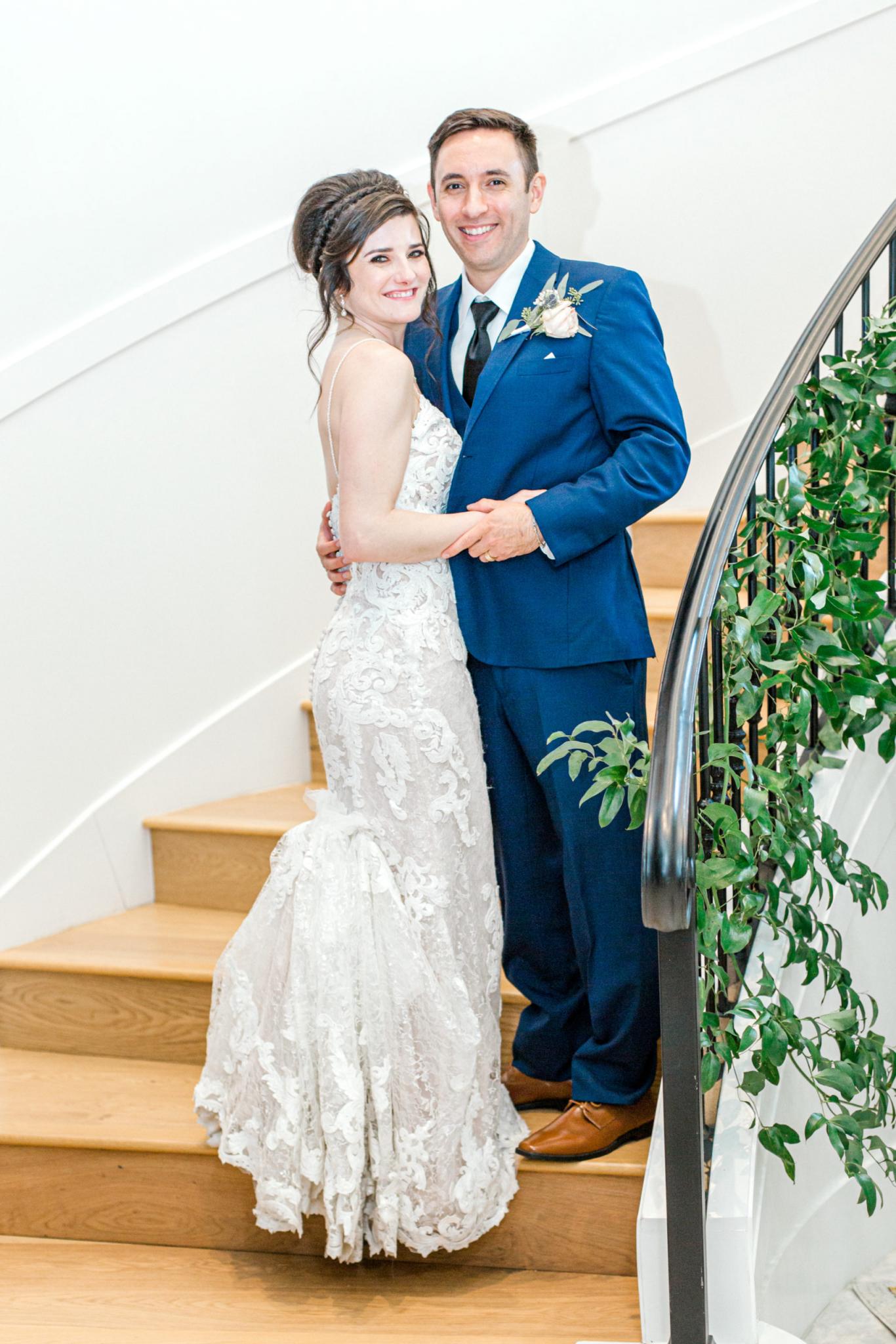 Wedding couple smiling